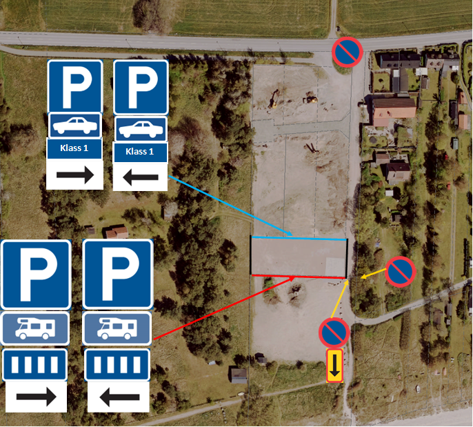 Bild som visar parkeringsreglering på p-yta i Böste.