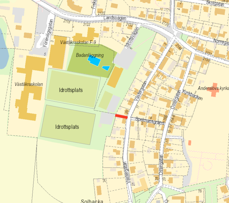 kartbild gatuavstängning bryggaregatan i anderslöv