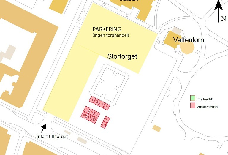 Kartbild över Stortorget i Trelleborg